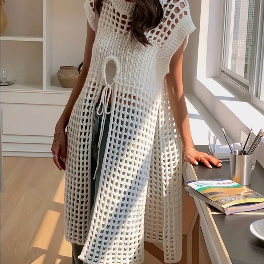 White Knit Sleeveless Top